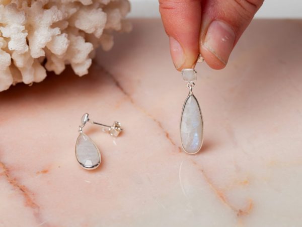 Oorbellen Earring Gemstone Amora 925 sterling zilver Maansteen Laura Design