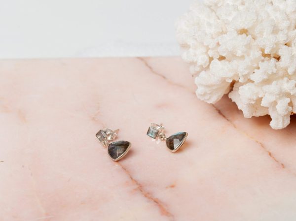 Oorbellen Earring Gemstone Joan 925 sterling zilver Labradoriet Laura Design