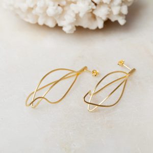 Oorbellen Earring Doutzen 925 sterling zilver en 18K goud mat Laura Design