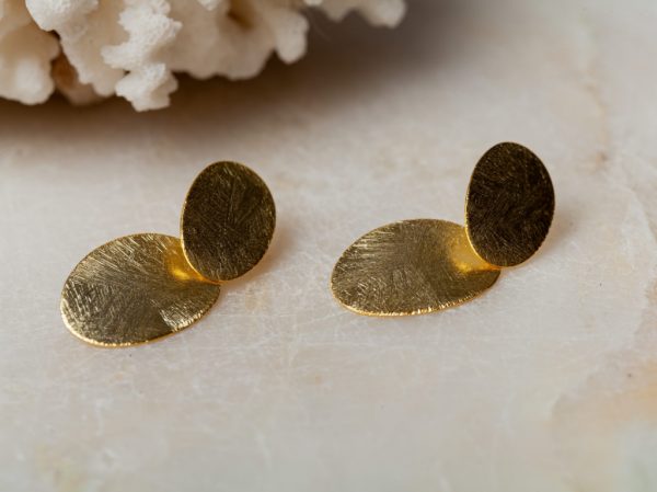 Oorbellen Earring Cercles 925 sterling zilver en 18K goud mat Laura Design