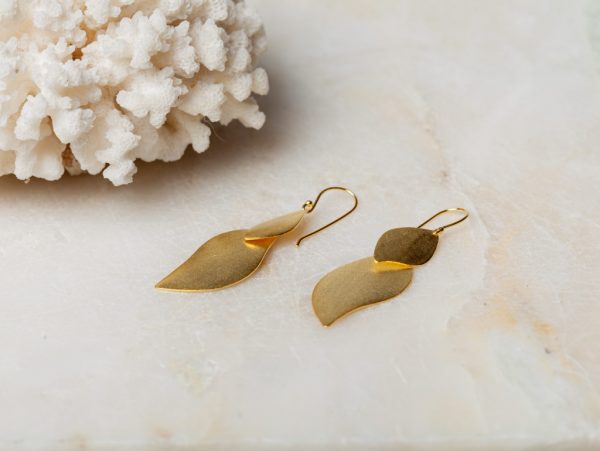 Oorbellen Earring Teardrops 925 sterling zilver en 18K goud mat Laura Design