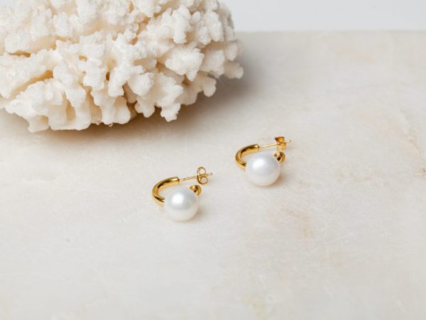 Oorbellen Earring Pearl Elina 925 sterling zilver en 18K goud Laura Design