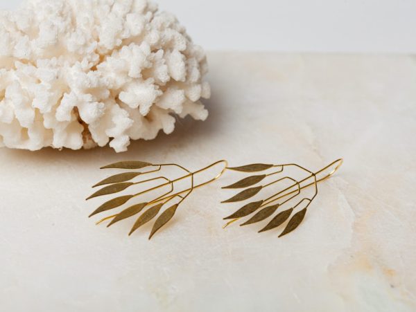 Oorbellen Earring Falline 925 sterling zilver en 18K goud mat Laura Design