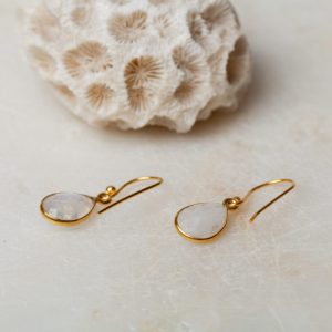 Oorbellen Earring Gemstone Sophia 925 sterling zilver en 18K goud Maansteen Laura Design