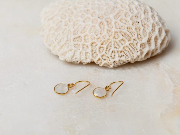 Oorbellen Earring Gemstone Elva 925 sterling zilver en 18K goud Maansteen Laura Design
