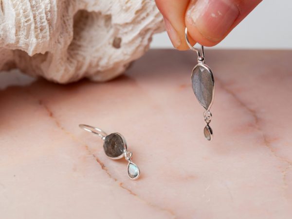 Oorbellen Earring Gemstone Giselle 925 sterling zilver Labradoriet Laura Design