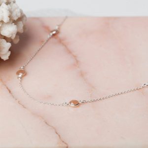 Ketting Necklace Gemstone Alayah 925 sterling zilver Rozenkwarts Laura Design