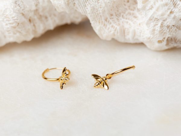 Oorbellen Hoop Earrings Little Bee 925 sterling zilver en 18K goud Laura Design