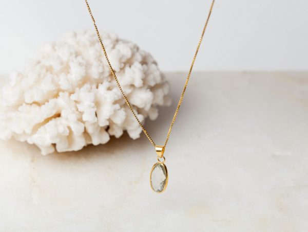 Ketting Necklace Gemstone Rhana 925 sterling zilver en 18K goud Aquamarijn Laura Design