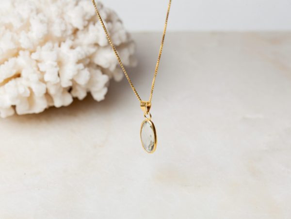 Ketting Necklace Gemstone Rhana 925 sterling zilver en 18K goud Aquamarijn Laura Design