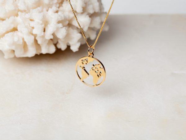 Ketting Necklace Globe 925 sterling zilver en 18K goud Laura Design