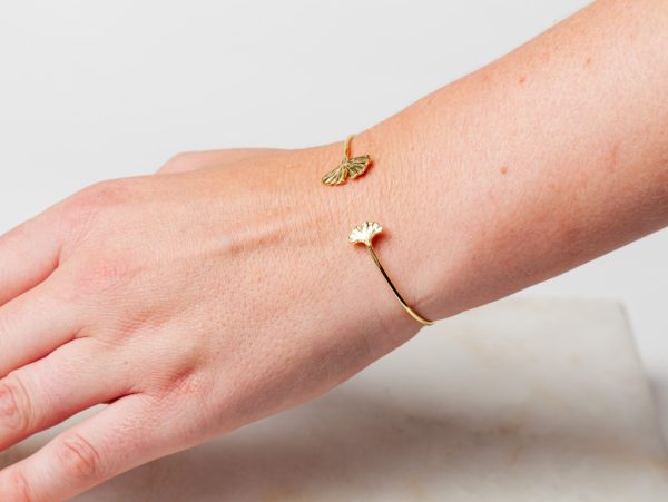 Armband Bracelet Little Ginkgo Leaf 925 sterling zilver en 18K goud Laura Design