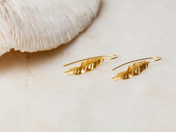 Oorbellen Earring Foglia 925 sterling zilver en 18K goud mat Laura Design