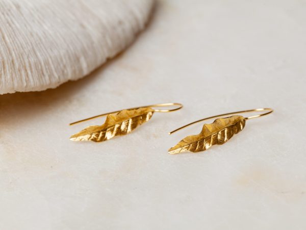 Oorbellen Earring Foglia 925 sterling zilver en 18K goud mat Laura Design