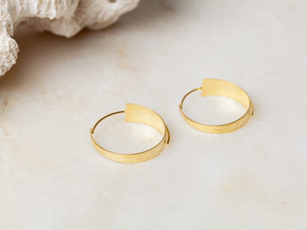 Oorbellen Earring Sela 925 sterling zilver en 18K goud mat Laura Design