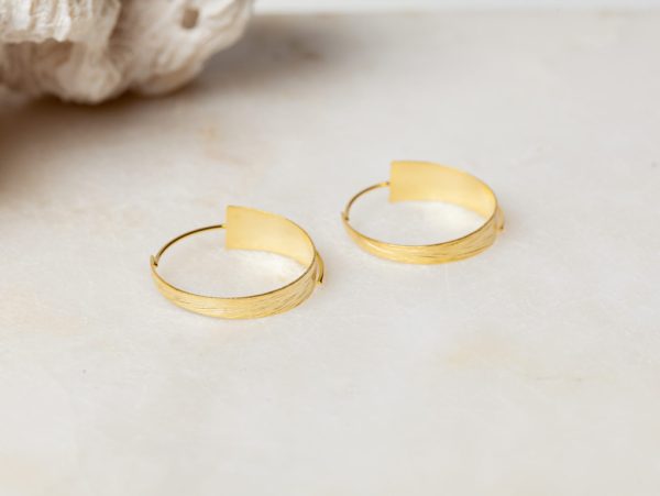 Oorbellen Earring Sela 925 sterling zilver en 18K goud mat Laura Design