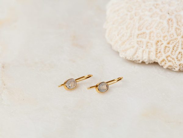 Oorbellen Earring Gemstone Livia 925 sterling zilver en 18K goud Maansteen Laura Design