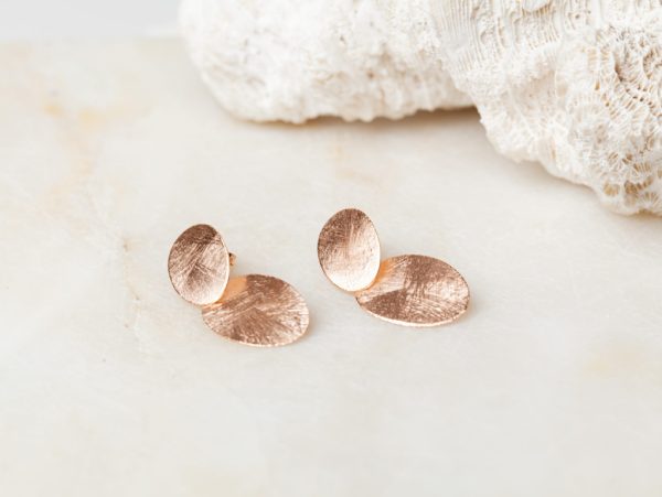 Oorbellen Earring Cercles 925 sterling zilver en 18K roségoud mat Laura Design