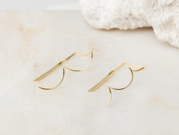 Oorbellen Ear Threader Faya 925 sterling zilver en 18K goud mat Laura Design