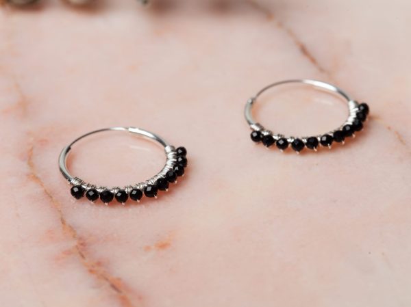 Oorbellen Hoop Earrings Abigail Black 925 sterling zilver Agaat Laura Design