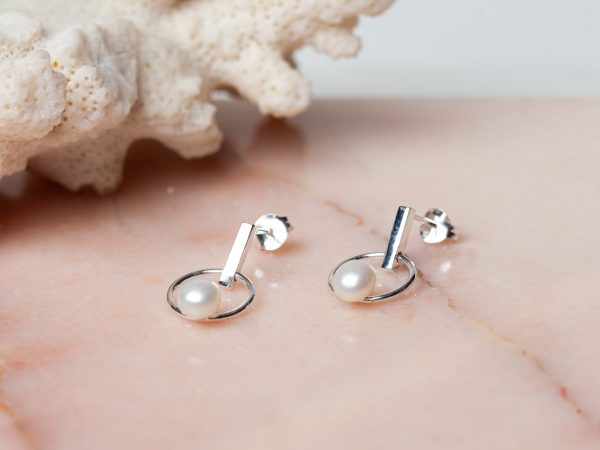 Oorbellen Hoop Earrings Pearl Day 925 sterling zilver Laura Design