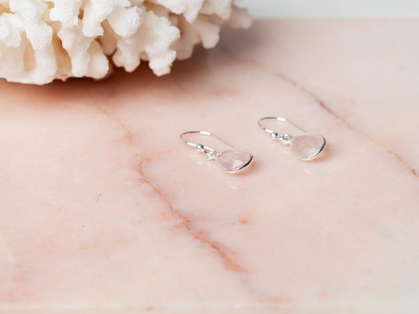 Oorbellen Earring Gemstone Aletta 925 sterling zilver Rozenkwarts Laura Design