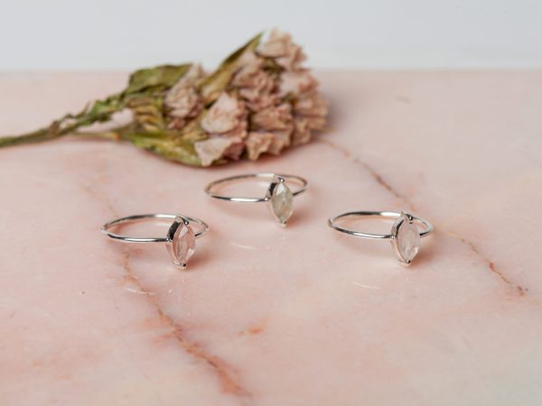 Ring Gemstone Eden 925 sterling zilver Rozenkwarts, Peridot & Maansteen Laura Design
