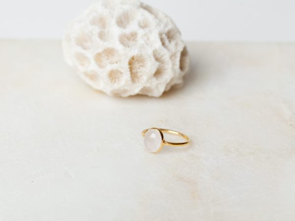 Ring Gemstone Evie 925 sterling zilver en 18K goud Maansteen Laura Design