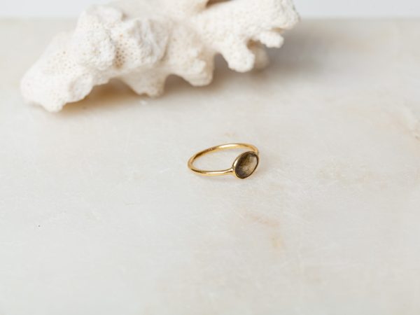 Ring Gemstone Elisa 925 sterling zilver en 18K goud Labradoriet Laura Design