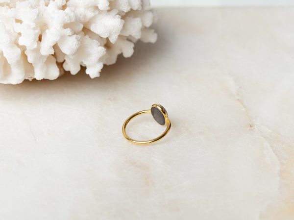Ring Gemstone Evie 925 sterling zilver en 18K goud Labradoriet Laura Design