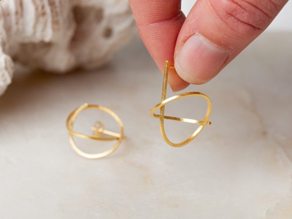 Oorbellen Earring Zoë 925 sterling zilver en 18K goud mat Laura Design