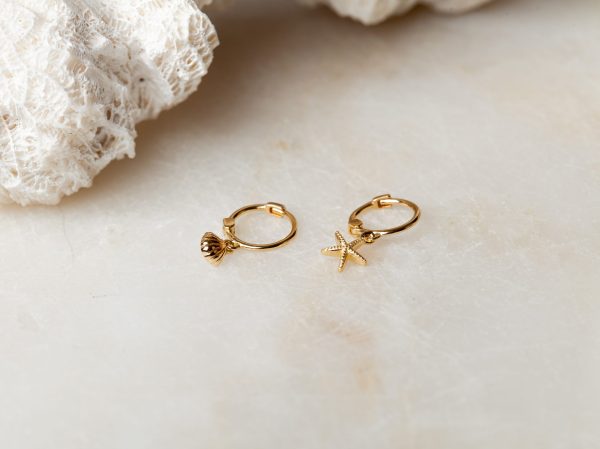 Oorbellen Hoop Earrings Seashell 925 sterling zilver en 18K goud Laura Design