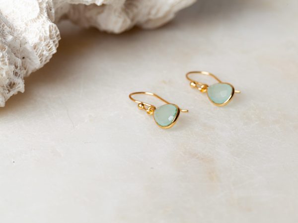 Oorbellen Earring Gemstone Sophia 925 sterling zilver en 18K goud Turquoise Laura Design