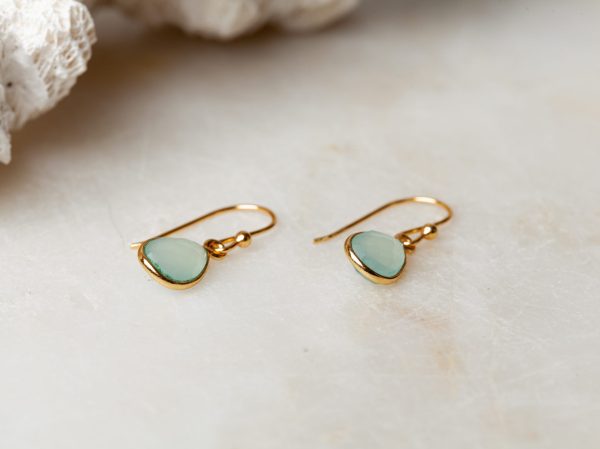 Oorbellen Earring Gemstone Sophia 925 sterling zilver en 18K goud Turquoise Laura Design