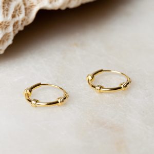 Oorbellen Hoop Earrings Gold Adyra 12mm 925 sterling zilver en 18K goud Laura Design