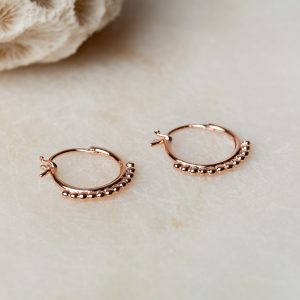 Oorbellen Hoop Earrings Mini Perline 925 sterling zilver en 18K roségoud Laura Design