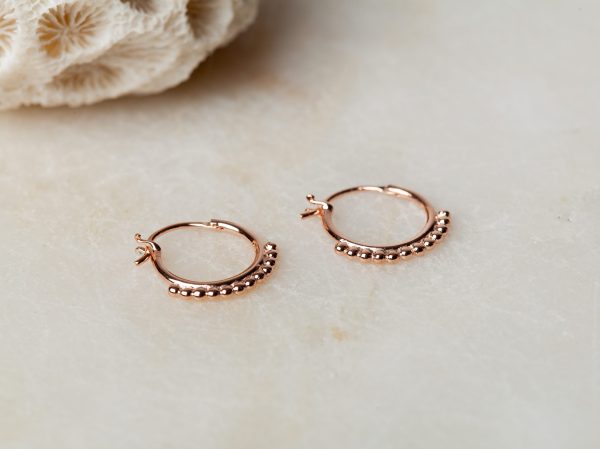 Oorbellen Hoop Earrings Mini Perline 925 sterling zilver en 18K roségoud Laura Design