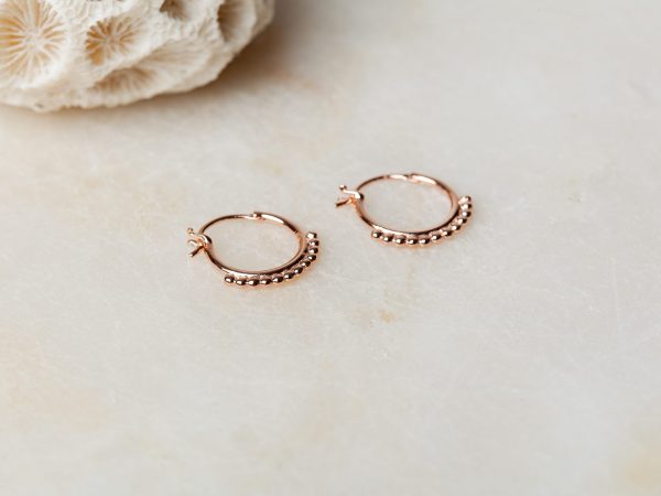 Oorbellen Hoop Earrings Mini Perline 925 sterling zilver en 18K roségoud Laura Design