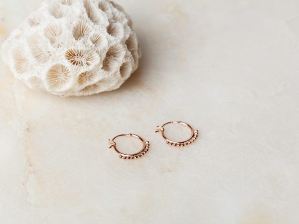 Oorbellen Hoop Earrings Mini Perline 925 sterling zilver en 18K roségoud Laura Design