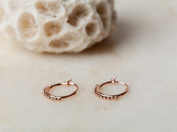 Oorbellen Hoop Earrings Mini Perline 925 sterling zilver en 18K roségoud Laura Design