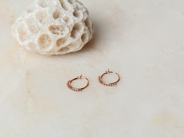 Oorbellen Hoop Earrings Mini Perline 925 sterling zilver en 18K roségoud Laura Design