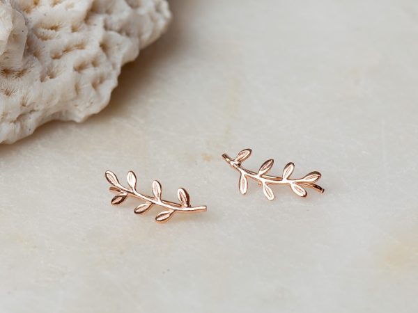 1e afbeelding Oorbellen Ear Climber Twig 925 sterling zilver en 18K roségoud Laura Design