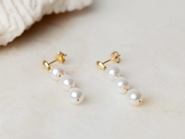 1e afbeelding Oorbellen Earring Pearl Amaris 925 sterling zilver en 18K goud zoetwaterparel Laura Design