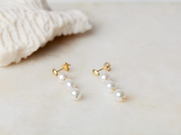 Oorbellen Earring Pearl Amaris 925 sterling zilver en 18K goud zoetwaterparel Laura Design