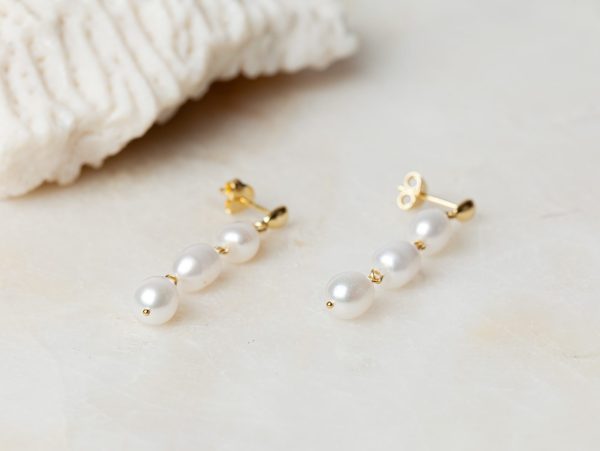 Oorbellen Earring Pearl Amaris 925 sterling zilver en 18K goud zoetwaterparel Laura Design