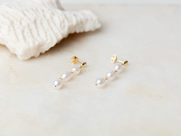 Oorbellen Earring Pearl Amaris 925 sterling zilver en 18K goud zoetwaterparel Laura Design