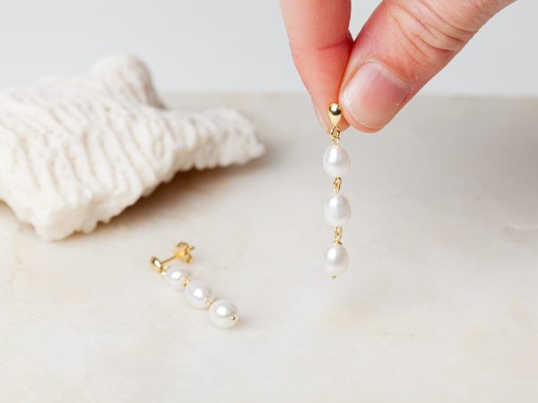 Oorbellen Earring Pearl Amaris 925 sterling zilver en 18K goud zoetwaterparel Laura Design