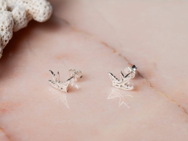 1e afbeelding Oorbellen Earstud Open Swallow 925 sterling zilver Laura Design