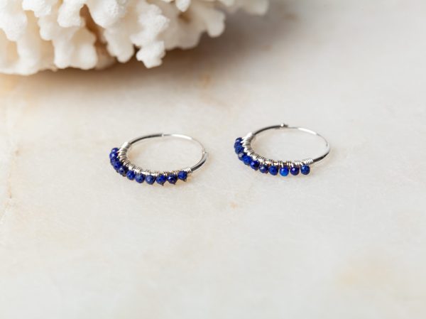 Oorbellen Hoop Earrings Abigail Lapis Lazuli 925 sterling zilver Laura Design