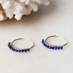 Oorbellen Hoop Earrings Abigail Lapis Lazuli 925 sterling zilver Laura Design